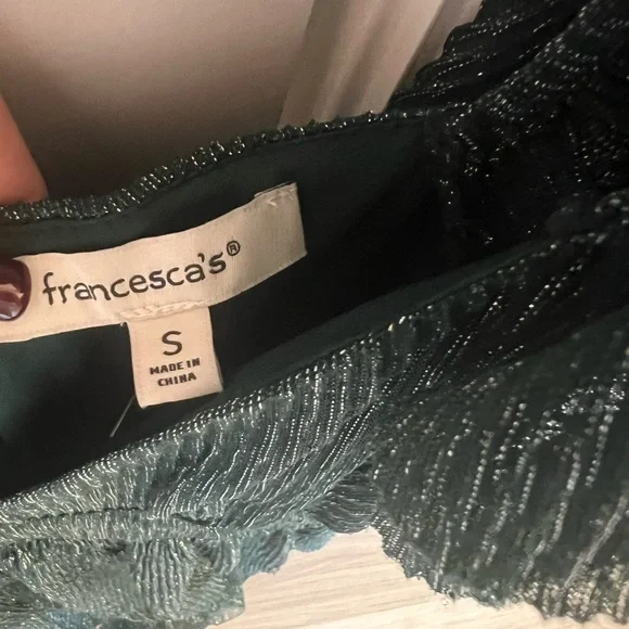 Francesca's Collections Shimmering Green Dress - Picture 2 of 3